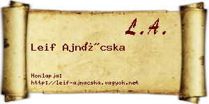 Leif Ajnácska névjegykártya